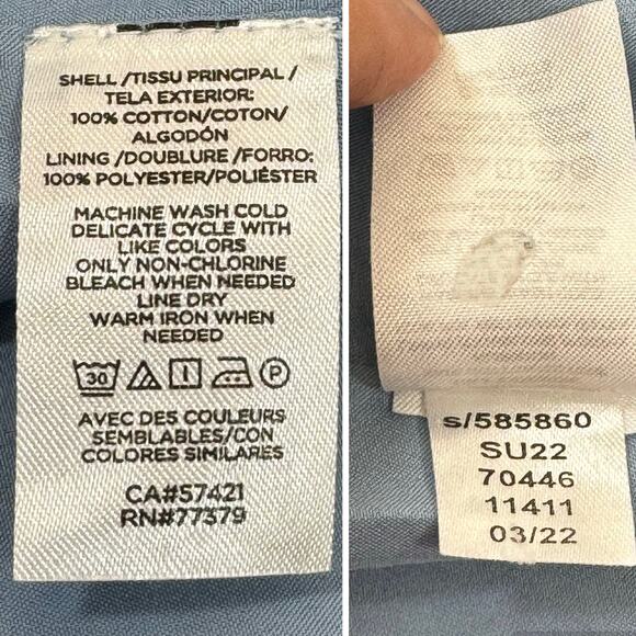 Ann Taylor Embroidered Chambray Tie Waist Pencil Skirt Eyelet Women 8 Side Slits - Picture 14 of 15